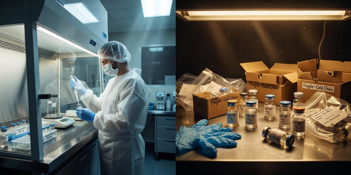 Peptide vials and pharmaceutical packaging