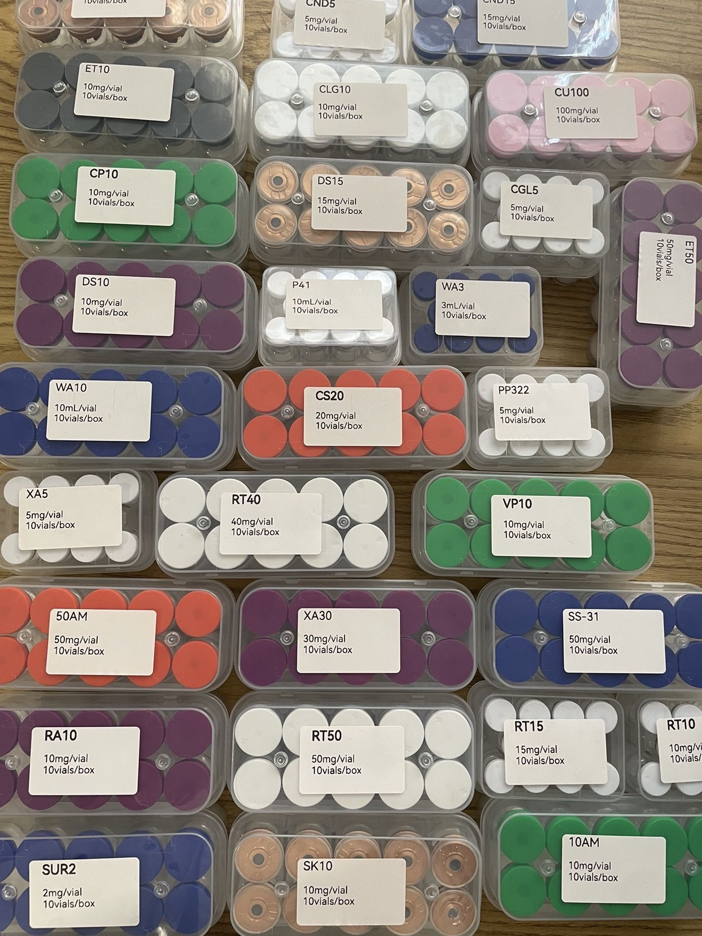 Organized peptide vial collection